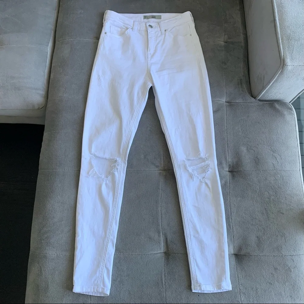 3 For $20 TOPSHOP MOTO White Distressed Jamie Jeans - Picture 3 of 8